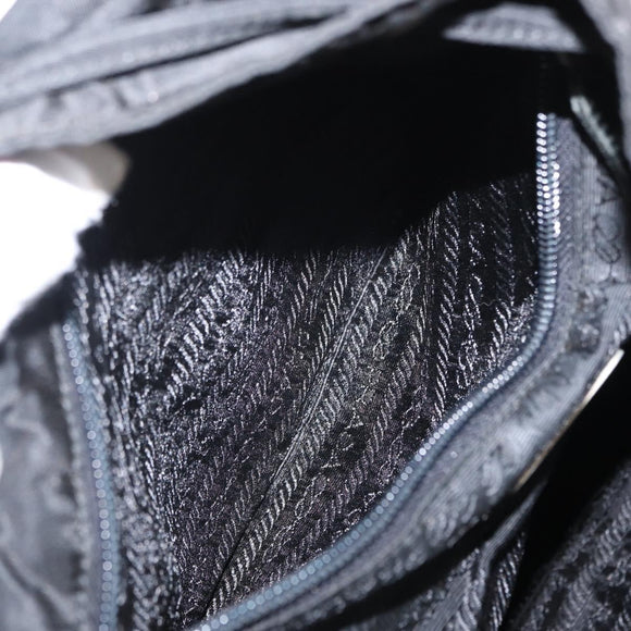 PRADA Backpack Nylon Leather Black Silver Auth 151999