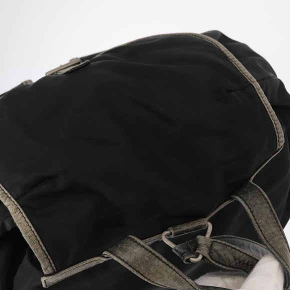 PRADA Backpack Nylon Leather Black Silver Auth 151999