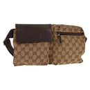 GUCCI GG Canvas Waist Bag Beige Silver 28566 Auth 152001-1