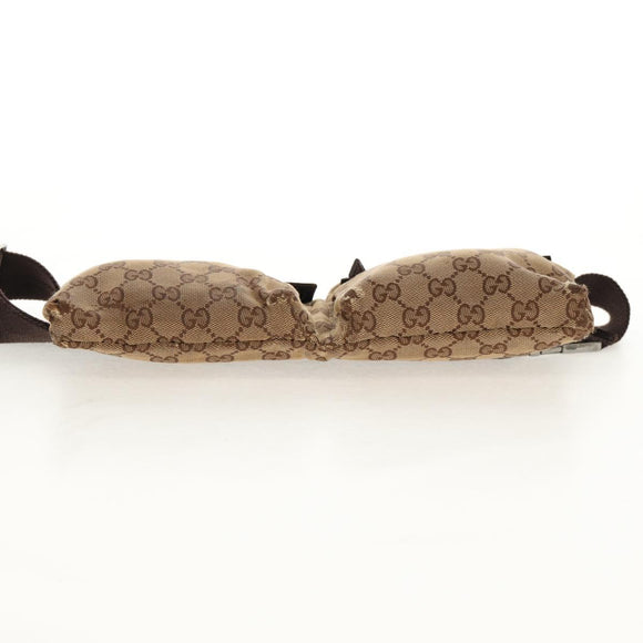 GUCCI GG Canvas Waist Bag Beige Silver 28566 Auth 152001