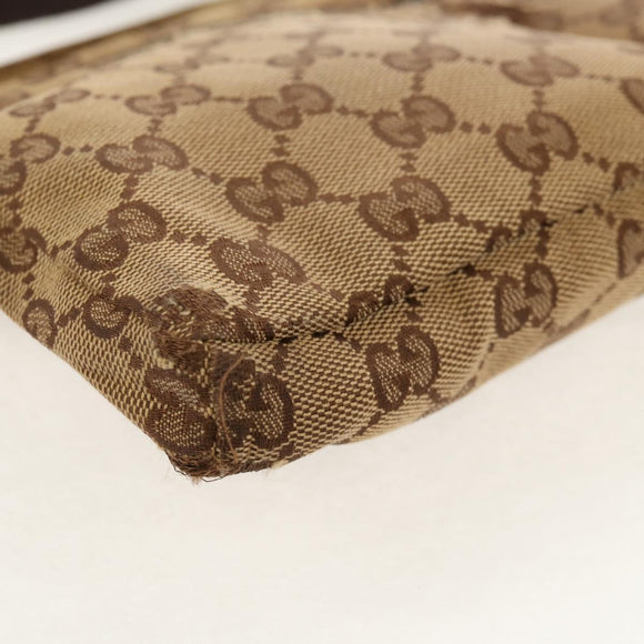 GUCCI GG Canvas Waist Bag Beige Silver 28566 Auth 152001