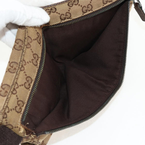 GUCCI GG Canvas Waist Bag Beige Silver 28566 Auth 152001