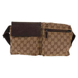 GUCCI GG Canvas Waist Bag Beige Silver 28566 Auth 152001 - 0