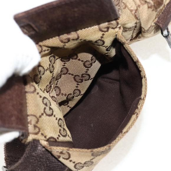 GUCCI GG Canvas Waist Bag Beige Silver 28566 Auth 152001