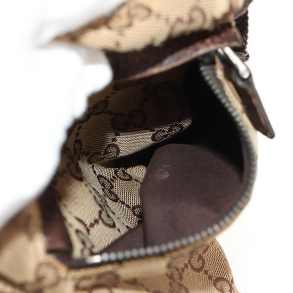 GUCCI GG Canvas Waist Bag Beige Silver 28566 Auth 152001