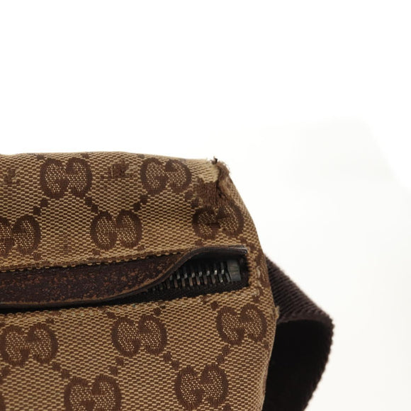 GUCCI GG Canvas Waist Bag Beige Silver 28566 Auth 152001