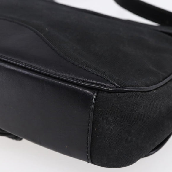 GUCCI GG Canvas Shoulder Bag Black Gold Auth 152003