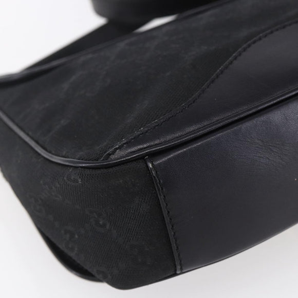 GUCCI GG Canvas Shoulder Bag Black Gold Auth 152003