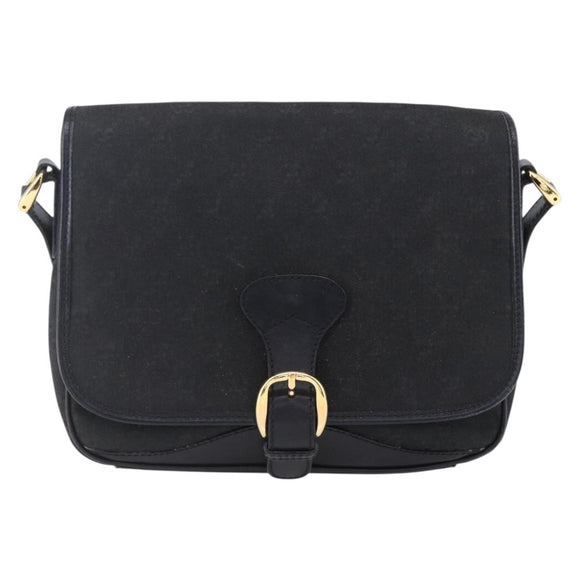 GUCCI GG Canvas Shoulder Bag Black Gold Auth 152003