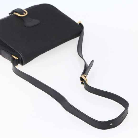 GUCCI GG Canvas Shoulder Bag Black Gold Auth 152003