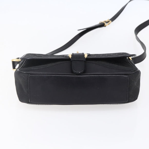 GUCCI GG Canvas Shoulder Bag Black Gold Auth 152003