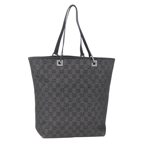 GUCCI GG Canvas Tote Bag Black Silver 31243 Auth 152006