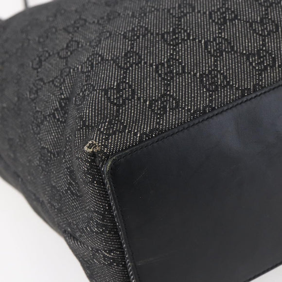 GUCCI GG Canvas Tote Bag Black Silver 31243 Auth 152006