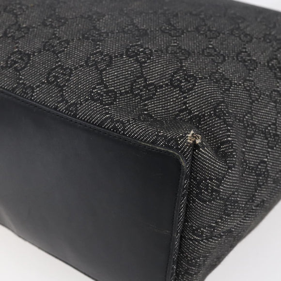 GUCCI GG Canvas Tote Bag Black Silver 31243 Auth 152006