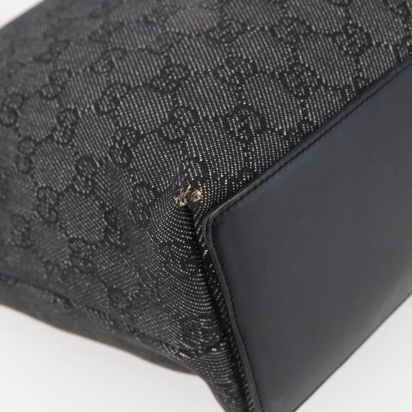 GUCCI GG Canvas Tote Bag Black Silver 31243 Auth 152006