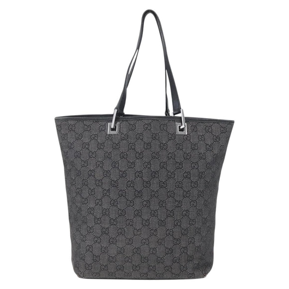 GUCCI GG Canvas Tote Bag Black Silver 31243 Auth 152006