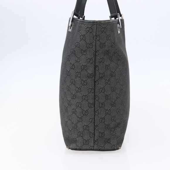 GUCCI GG Canvas Tote Bag Black Silver 31243 Auth 152006