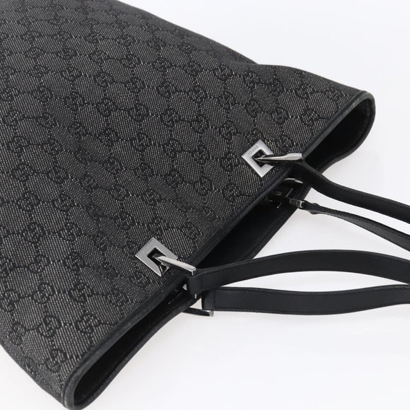 GUCCI GG Canvas Tote Bag Black Silver 31243 Auth 152006