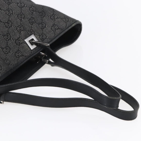 GUCCI GG Canvas Tote Bag Black Silver 31243 Auth 152006