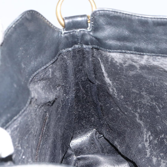 GUCCI Bamboo Hand Bag Leather Black Gold 001 0166 1638 Auth 152010