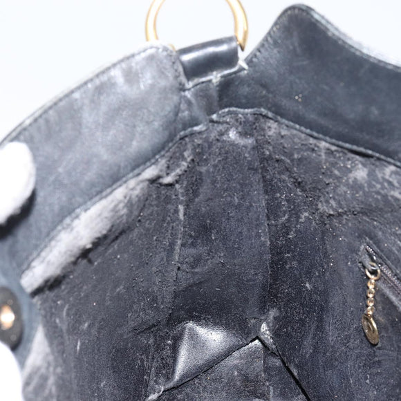 GUCCI Bamboo Hand Bag Leather Black Gold 001 0166 1638 Auth 152010