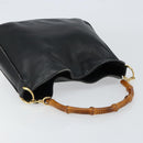GUCCI Bamboo Hand Bag Leather Black Gold 001 0166 1638 Auth 152010-6