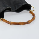GUCCI Bamboo Hand Bag Leather Black Gold 001 0166 1638 Auth 152010-7