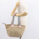 GUCCI GG Canvas Sherry Line Tote Bag Beige Pink 131230 Auth 152017-23