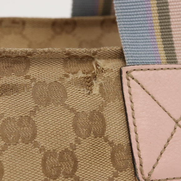 GUCCI GG Canvas Sherry Line Tote Bag Beige Pink 131230 Auth 152017