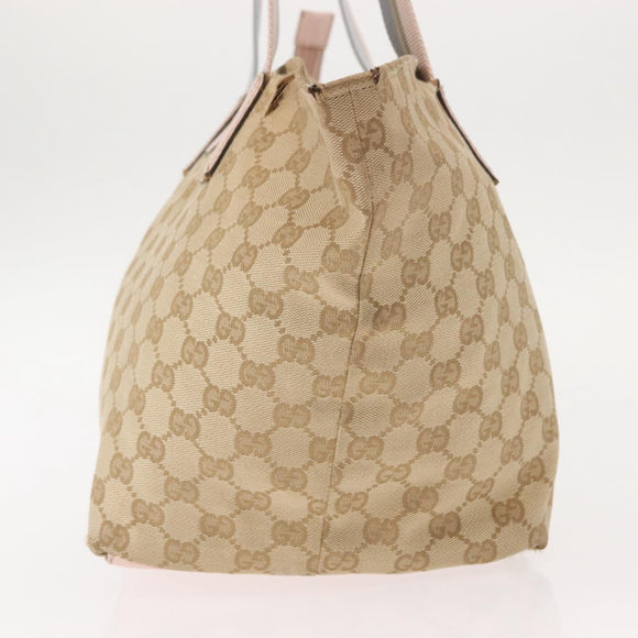 GUCCI GG Canvas Sherry Line Tote Bag Beige Pink 131230 Auth 152017