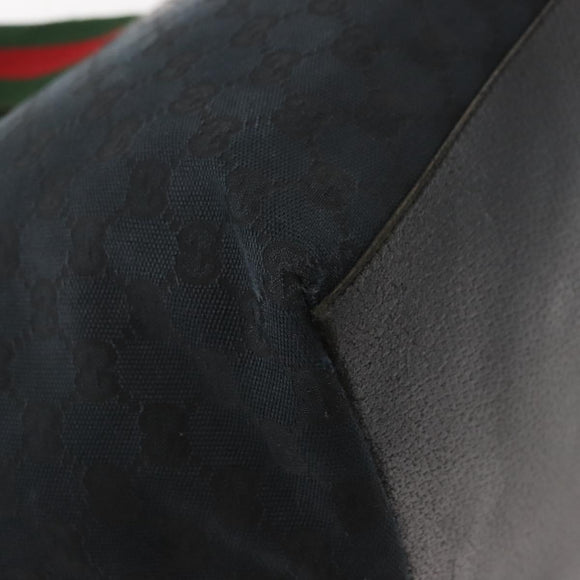 GUCCI GG Canvas Web Sherry Line Tote Bag Black Red 131230 Auth 152018