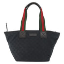 GUCCI GG Canvas Web Sherry Line Tote Bag Black Red 131230 Auth 152018-13