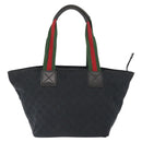 GUCCI GG Canvas Web Sherry Line Tote Bag Black Red 131230 Auth 152018-2