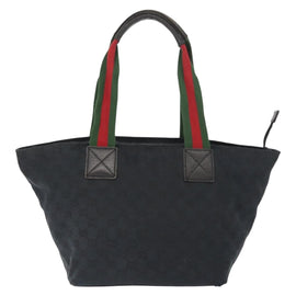 GUCCI GG Canvas Web Sherry Line Tote Bag Black Red 131230 Auth 152018 - 0