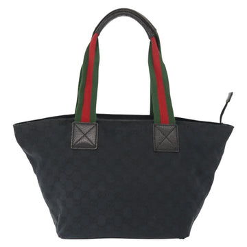GUCCI GG Canvas Web Sherry Line Tote Bag Black Red 131230 Auth 152018 - 0