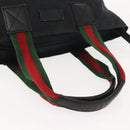 GUCCI GG Canvas Web Sherry Line Tote Bag Black Red 131230 Auth 152018-7