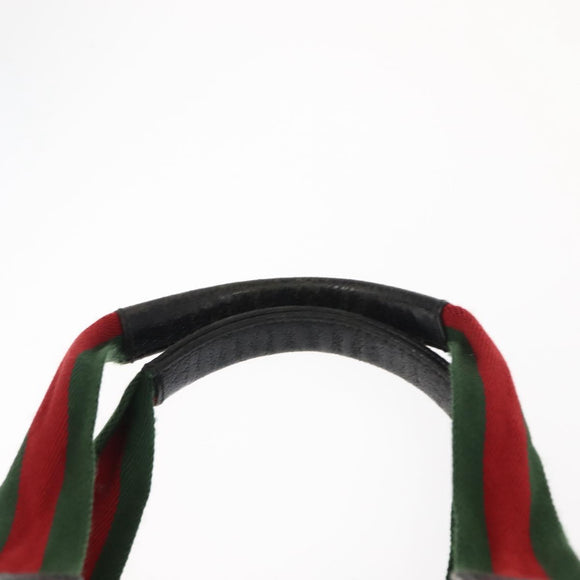 GUCCI GG Canvas Web Sherry Line Tote Bag Black Red 131230 Auth 152018