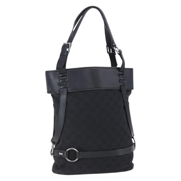GUCCI GG Canvas Tote Bag Black Silver 106248 Auth 152026