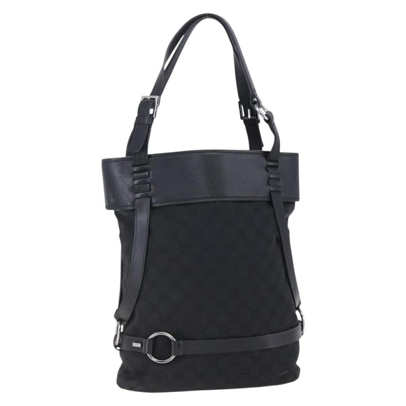 GUCCI GG Canvas Tote Bag Black Silver 106248 Auth 152026