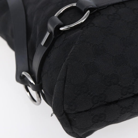 GUCCI GG Canvas Tote Bag Black Silver 106248 Auth 152026