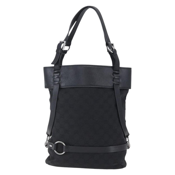 GUCCI GG Canvas Tote Bag Black Silver 106248 Auth 152026