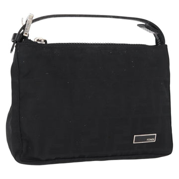 FENDI Zucca Canvas Pouch Black Silver Auth 152028