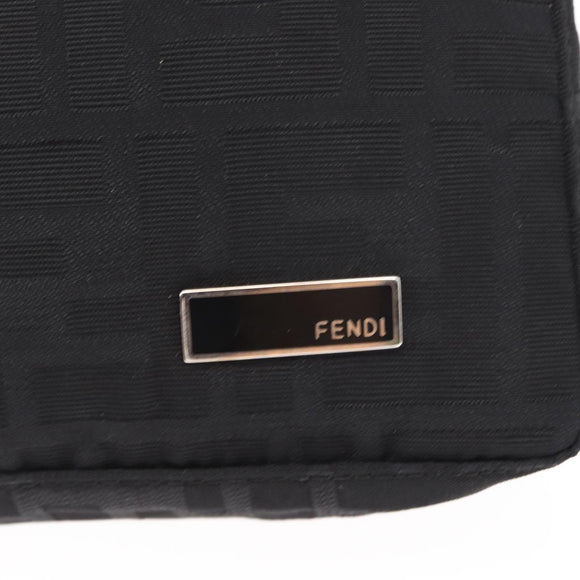 FENDI Zucca Canvas Pouch Black Silver Auth 152028