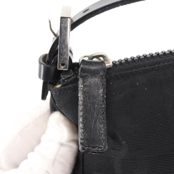 FENDI Zucca Canvas Pouch Black Silver Auth 152028