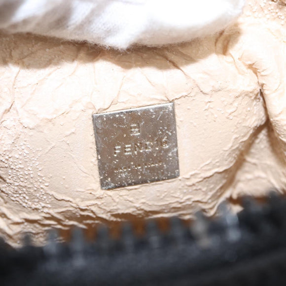 FENDI Zucca Canvas Pouch Black Silver Auth 152028