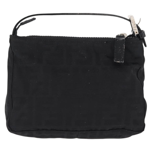 FENDI Zucca Canvas Pouch Black Silver Auth 152028