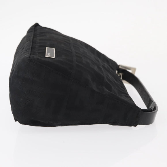 FENDI Zucca Canvas Pouch Black Silver Auth 152028