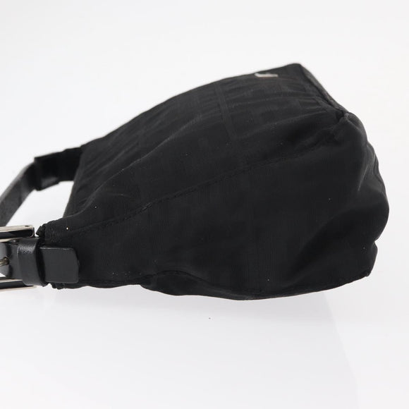 FENDI Zucca Canvas Pouch Black Silver Auth 152028