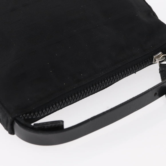 FENDI Zucca Canvas Pouch Black Silver Auth 152028