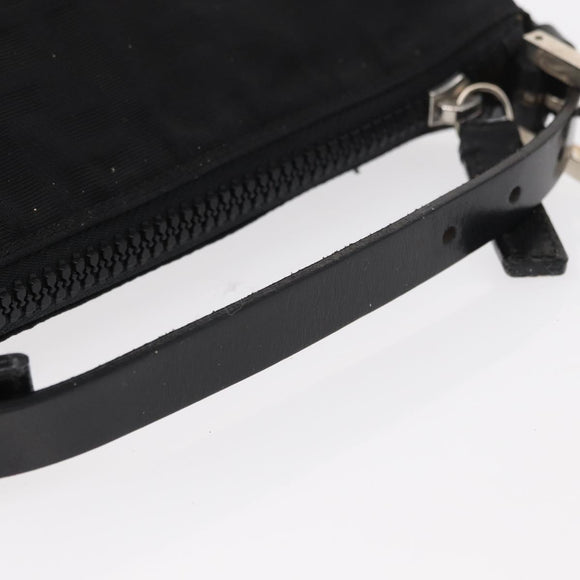 FENDI Zucca Canvas Pouch Black Silver Auth 152028